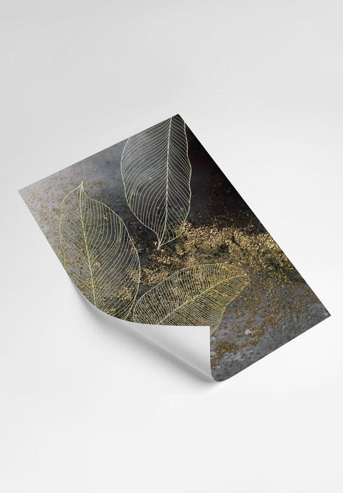 Liście Złoty Plakat 50x70cm